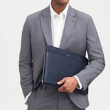 City Laptop Leather Folio Case  Navy Saffiano