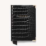 Passport Cover Black Patent Croc