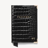 Passport Cover Black Patent Croc