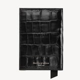 Passport Cover Deep Shine Black Croc & Red Suede