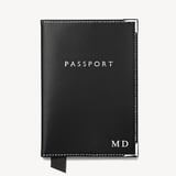 Passport Cover Smooth Black & Cobalt Blue Suede