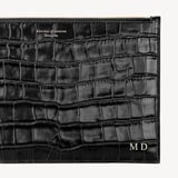 Large Essential Flat Pouch Deep Shine Black Croc