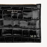 Small Essential Flat Pouch Deep Shine Black Croc
