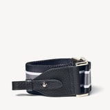 Ella Webbing Strap Black Pebble with Black, White & Grey Stripes 