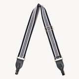 Ella Webbing Strap Black Pebble with Black, White & Grey Stripes 