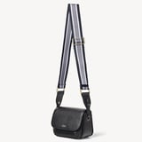 Ella Webbing Strap Black Pebble with Black, White & Grey Stripes 