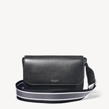 Ella Webbing Strap Black Pebble with Black, White & Grey Stripes 