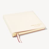 14-inch Wedding Photo Album Off-White Pebble with Red Moire Silk Lining
