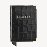Passport Cover Deep Shine Black Croc