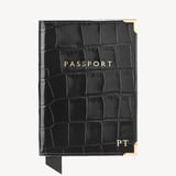Passport Cover Deep Shine Black Croc