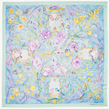 Green Rose Silk Scarf Mint Floral Pure Silk