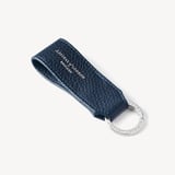 Small Leather Loop Keyring Navy Pebble