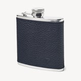 Classic 5oz Leather Hip Flask Navy Pebble