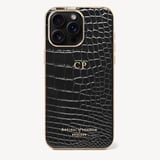iPhone 15 Pro Max Case Black Patent Croc