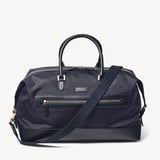 Men's Holdall Navy Nylon Canvas with Leather Trim