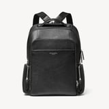 Zipped Leather Backpack Black Pebble