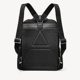 Zipped Leather Backpack Black Pebble