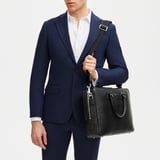 Mount Street Laptop Briefcase Black Saffiano