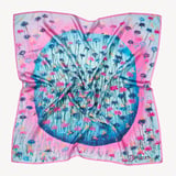 Our Planet of Bees Silk Scarf Candy Pink & Cornflower Blue Pure Silk