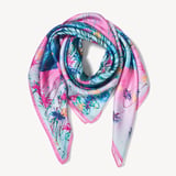 Our Planet of Bees Silk Scarf Candy Pink & Cornflower Blue Pure Silk