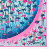 Our Planet of Bees Silk Scarf Candy Pink & Cornflower Blue Pure Silk
