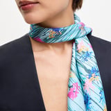 Our Planet of Bees Silk Scarf Candy Pink & Cornflower Blue Pure Silk