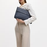Leather Laptop Case Navy Pebble