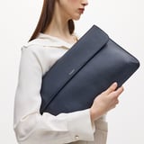 Leather Laptop Case Navy Pebble
