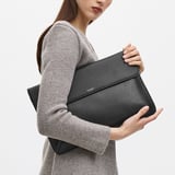 Leather Laptop Case Black Pebble