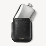 5oz Hip Flask with Leather Pouch Black Pebble