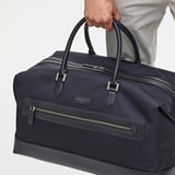 Men's Holdall Navy Nylon Canvas with Leather Trim