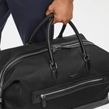 Men's Holdall Black Nylon Canvas with Leather Trim