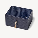 Medium Heirloom Jewellery Box Deep Shine Navy Small Croc