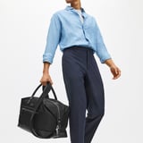 Men's Weekend Bag Black Nylon Canvas with Leather Trim