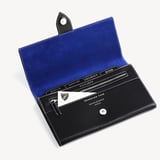 Deluxe Travel Wallet Smooth Black & Cobalt Blue Suede