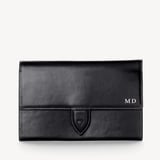 Deluxe Travel Wallet Smooth Black & Cobalt Blue Suede