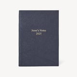 A5 Leather Bound Notebook Navy Pebble