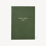 A5 Leather Bound Notebook Racing Green Pebble