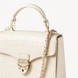Leather Weave & Chain Strap Ivory Patent Croc