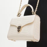 Leather Weave & Chain Strap Ivory Patent Croc