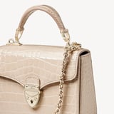 Leather Weave & Chain Strap Soft Taupe Patent Croc