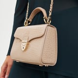 Leather Weave & Chain Strap Soft Taupe Patent Croc