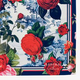 Roses of the Orient Silk Scarf Red & Navy Pure Silk