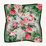 Roses of the Orient Silk Scarf Pink & Green Pure Silk