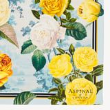 Roses of the Orient Silk Scarf Yellow & Blue Pure Silk