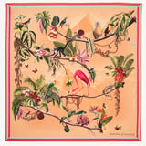 Tropical Garden Silk Scarf Orange Pure Silk