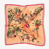 Tropical Garden Silk Scarf Orange Pure Silk