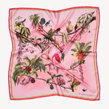 Tropical Garden Silk Scarf Pink Pure Silk
