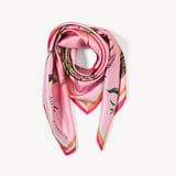 Tropical Garden Silk Scarf Pink Pure Silk