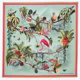 Tropical Garden Silk Scarf Teal Pure Silk